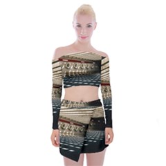Dark Tunnels Within A Tunnel Off Shoulder Top With Mini Skirt Set by artworkshop