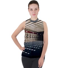 Dark Tunnels Within A Tunnel Mock Neck Chiffon Sleeveless Top by artworkshop