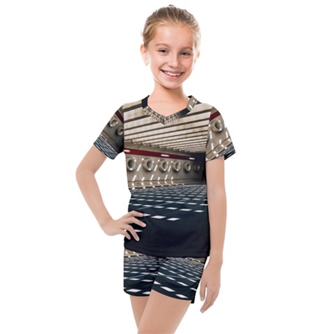 Dark Tunnels Within A Tunnel Kids  Mesh Tee And Shorts Set by artworkshop
