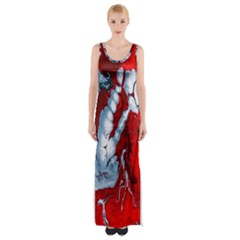 Design Pattern Decoration Thigh Split Maxi Dress