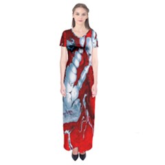 Design Pattern Decoration Short Sleeve Maxi Dress