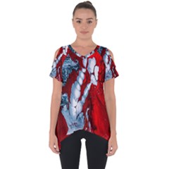 Design Pattern Decoration Cut Out Side Drop Tee
