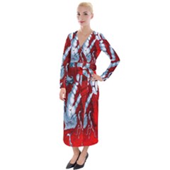 Design Pattern Decoration Velvet Maxi Wrap Dress