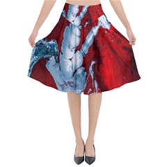 Design Pattern Decoration Flared Midi Skirt