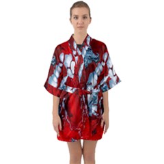 Design Pattern Decoration Half Sleeve Satin Kimono 