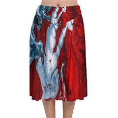 Design Pattern Decoration Velvet Flared Midi Skirt