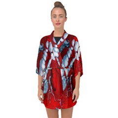 Design Pattern Decoration Half Sleeve Chiffon Kimono