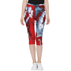 Design Pattern Decoration Inside Out Lightweight Velour Capri Leggings 