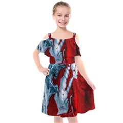 Design Pattern Decoration Kids  Cut Out Shoulders Chiffon Dress