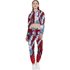 Design Pattern Decoration Cropped Zip Up Lounge Set