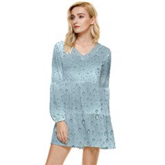 Design Pattern Texture Tiered Long Sleeve Mini Dress