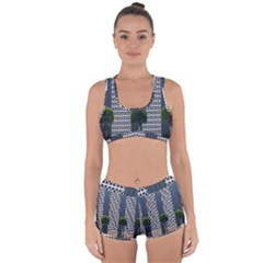 Exterior Building Pattern Racerback Boyleg Bikini Set by artworkshop