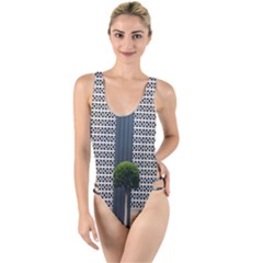 Exterior Building Pattern High Leg Strappy Swimsuit by artworkshop