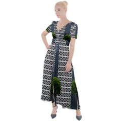 Exterior Building Pattern Button Up Short Sleeve Maxi Dress by artworkshop
