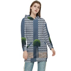 Exterior Building Pattern Women s Long Oversized Pullover Hoodie