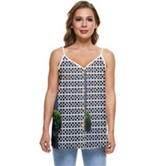 Exterior Building Pattern Casual Spaghetti Strap Chiffon Top by artworkshop