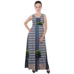 Exterior-building-pattern Empire Waist Velour Maxi Dress by artworkshop