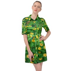 Flower Plant Spring Belted Shirt Dress by artworkshop