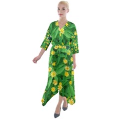 Flower Plant Spring Quarter Sleeve Wrap Front Maxi Dress by artworkshop