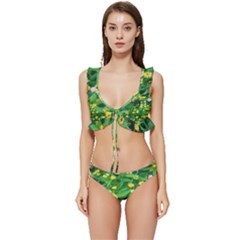 Flower Plant Spring Low Cut Ruffle Edge Bikini Set by artworkshop