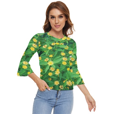 Flower Plant Spring Bell Sleeve Top by artworkshop