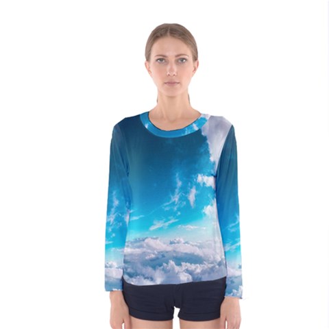 Landscape Sky Clouds Hd Wallpaper Women s Long Sleeve Tee by artworkshop