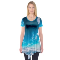 Landscape Sky Clouds Hd Wallpaper Short Sleeve Tunic  by artworkshop