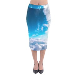 Landscape Sky Clouds Hd Wallpaper Velvet Midi Pencil Skirt by artworkshop