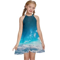 Landscape Sky Clouds Hd Wallpaper Kids  Halter Collar Waist Tie Chiffon Dress by artworkshop