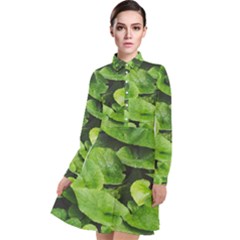 Layered Plant Leaves Iphone Wallpaper Long Sleeve Chiffon Shirt Dress by artworkshop