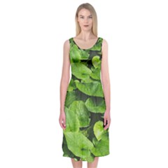 Layered Plant Leaves Iphone Wallpaper Midi Sleeveless Dress by artworkshop