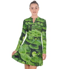 Layered Plant Leaves Iphone Wallpaper Long Sleeve Panel Dress by artworkshop