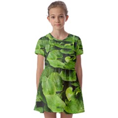 Layered Plant Leaves Iphone Wallpaper Kids  Short Sleeve Pinafore Style Dress by artworkshop