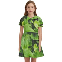 Layered Plant Leaves Iphone Wallpaper Kids  Bow Tie Puff Sleeve Dress by artworkshop