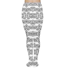 Black And White Tribal Print Pattern Tights by dflcprintsclothing