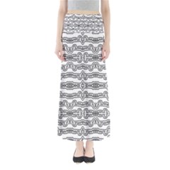 Black And White Tribal Print Pattern Full Length Maxi Skirt by dflcprintsclothing