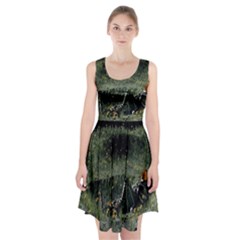 Astronaut Lying In Flowers Fantasy Racerback Midi Dress by artworkshop