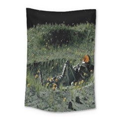 Astronaut Lying In Flowers Fantasy Small Tapestry by artworkshop