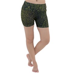 Green Grunge Background Lightweight Velour Yoga Shorts by artworkshop