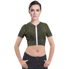 Green Grunge Background Short Sleeve Cropped Jacket by artworkshop