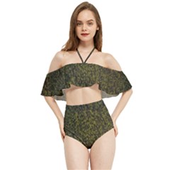 Green Grunge Background Halter Flowy Bikini Set  by artworkshop