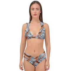 Money Pattern Double Strap Halter Bikini Set by artworkshop