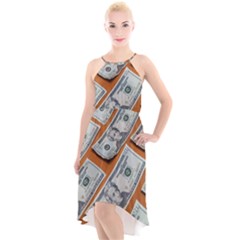 Money Pattern High-low Halter Chiffon Dress  by artworkshop