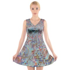 Pattern Texture Design V-neck Sleeveless Dress by artworkshop