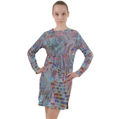 Pattern Texture Design Long Sleeve Hoodie Dress