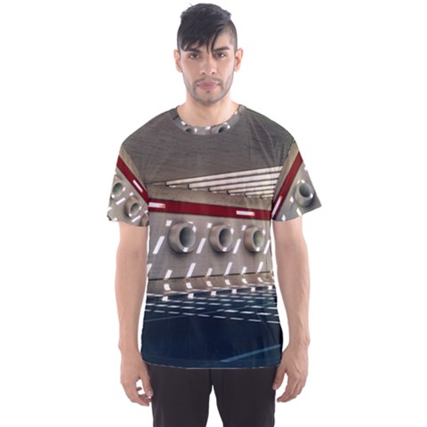 Patterned Tunnels On The Concrete Wall Men s Sport Mesh Tee by artworkshop