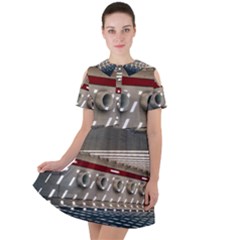 Patterned Tunnels On The Concrete Wall Short Sleeve Shoulder Cut Out Dress  by artworkshop