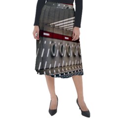 Patterned Tunnels On The Concrete Wall Classic Velour Midi Skirt  by artworkshop