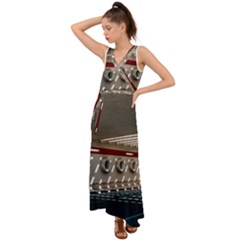 Patterned Tunnels On The Concrete Wall V-neck Chiffon Maxi Dress