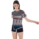 Patterned tunnels on the concrete wall Asymmetrical Short Sleeve Sports Tee View1